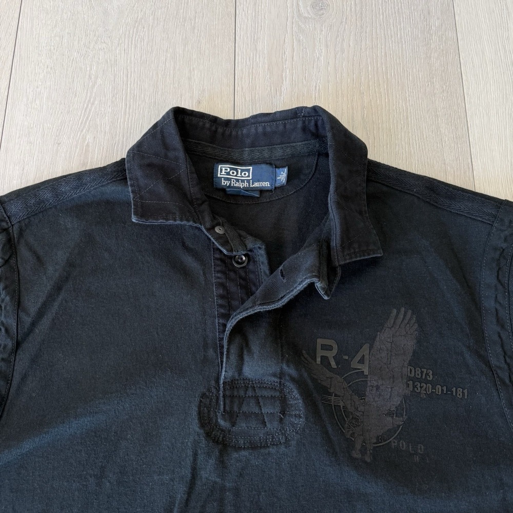 Polo Ralph Lauren Rugby R-4 Short Sleeve Black Polo Shirt Men's Size L Large